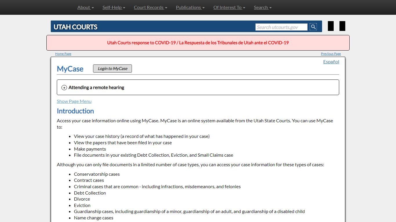 MyCase - Utah Courts